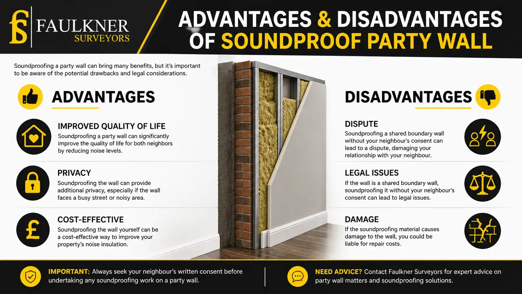 Can you soundproof a Party wall? 2 Advantages and Disadvantages of Soundproof Party Wall Aldershot